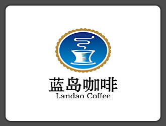 舒強的藍島咖啡logo設(shè)計