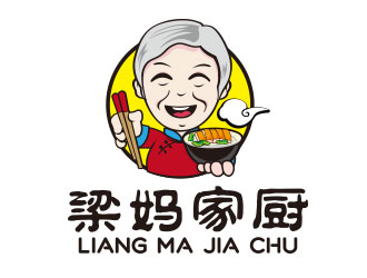 梁媽家廚餐飲連鎖商標logo設(shè)計