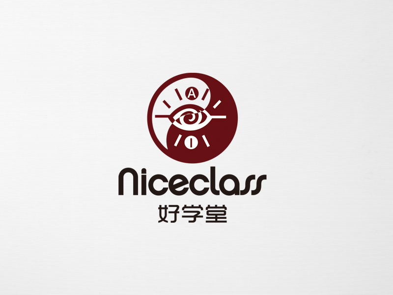 郭慶忠的英文名字是“Niceclass ”，中文名字是“好學(xué)堂”logo設(shè)計(jì)