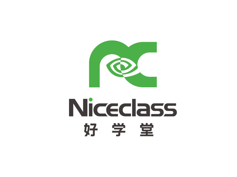 朱紅娟的英文名字是“Niceclass ”，中文名字是“好學(xué)堂”logo設(shè)計