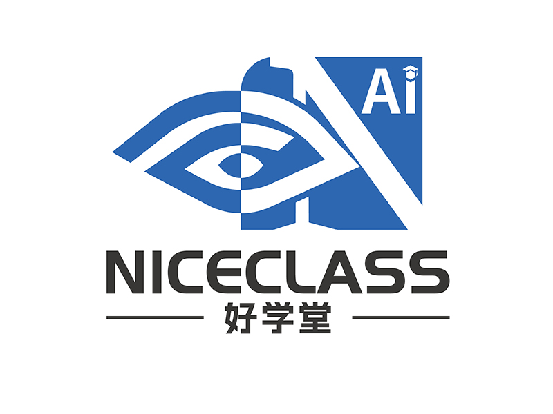 劉青松的英文名字是“Niceclass ”，中文名字是“好學(xué)堂”logo設(shè)計